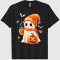 Cute Ghost Drinking Coffee Halloween Ghost Ice Coffee Womens T-Shirt