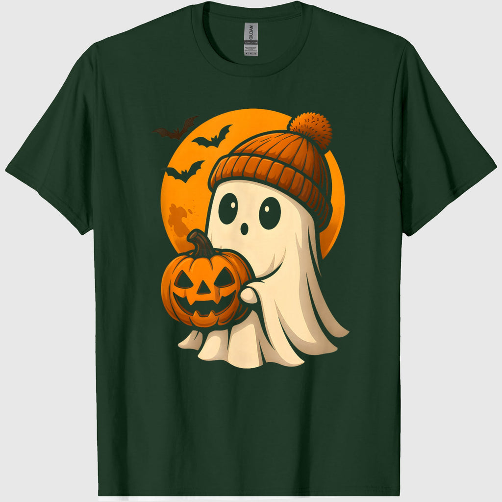 Cute Ghost with Pumpkin for Halloween Costume Party Spooky T-Shirt