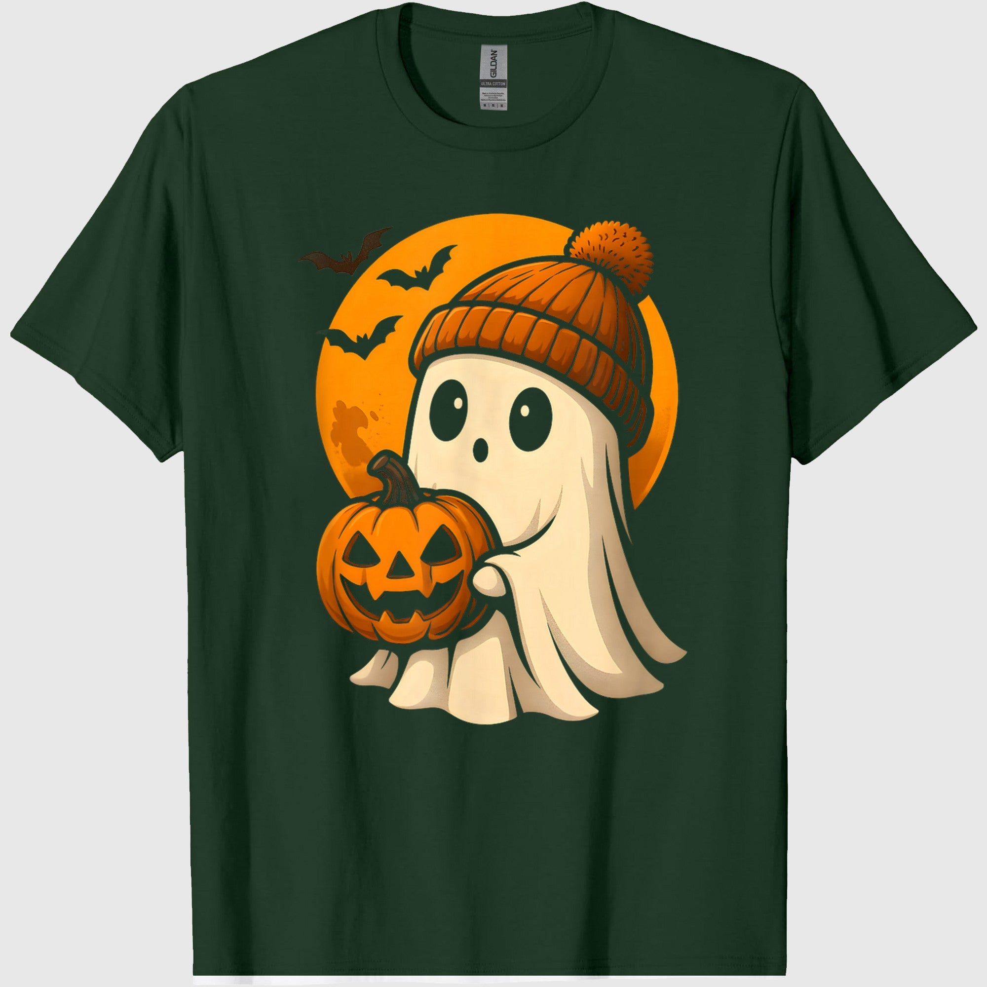 Cute Ghost with Pumpkin for Halloween Costume Party Spooky T-Shirt
