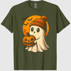 Cute Ghost with Pumpkin for Halloween Costume Party Spooky T-Shirt