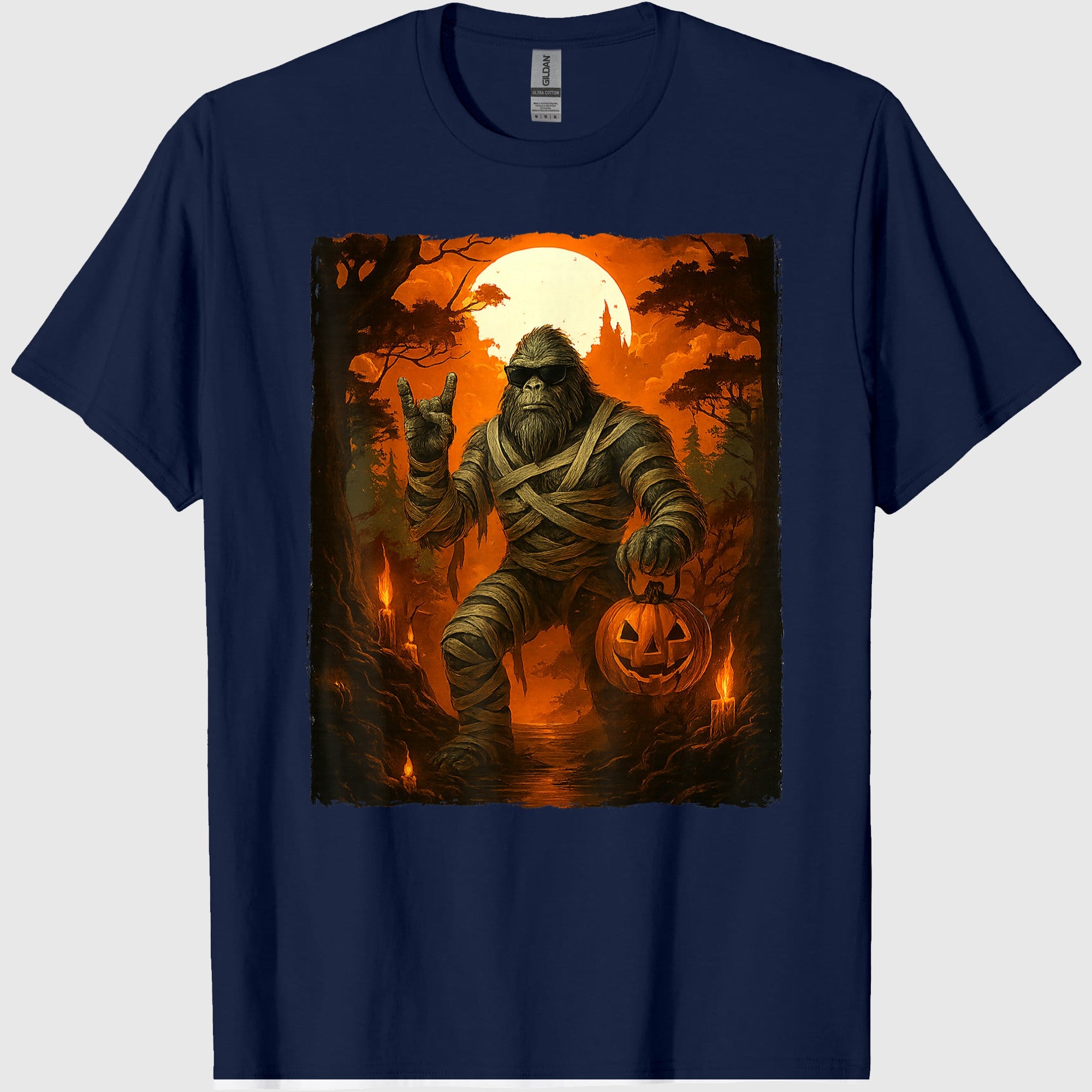 Funny Jack O Lantern Mummy Bigfoot Halloween Costumes Mens T-Shirt