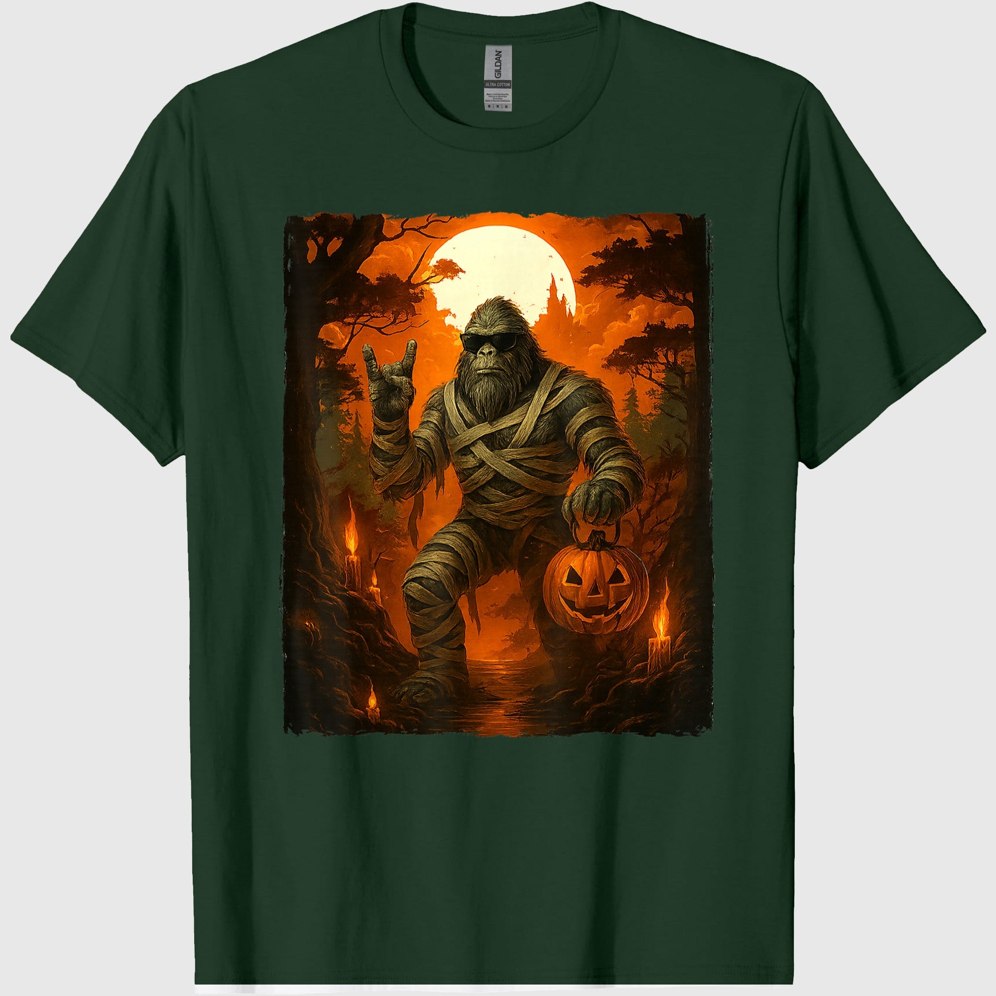 Funny Jack O Lantern Mummy Bigfoot Halloween Costumes Mens T-Shirt
