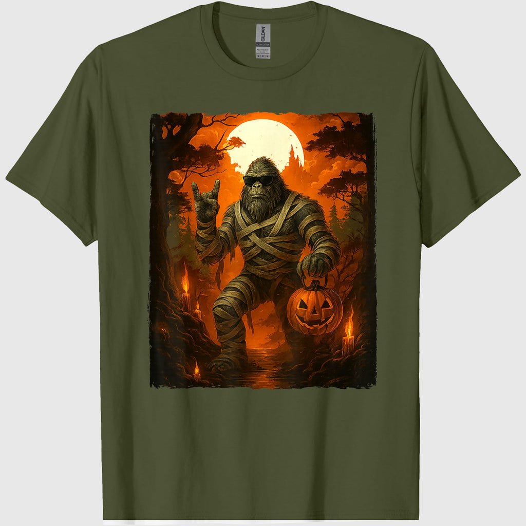 Funny Jack O Lantern Mummy Bigfoot Halloween Costumes Mens T-Shirt