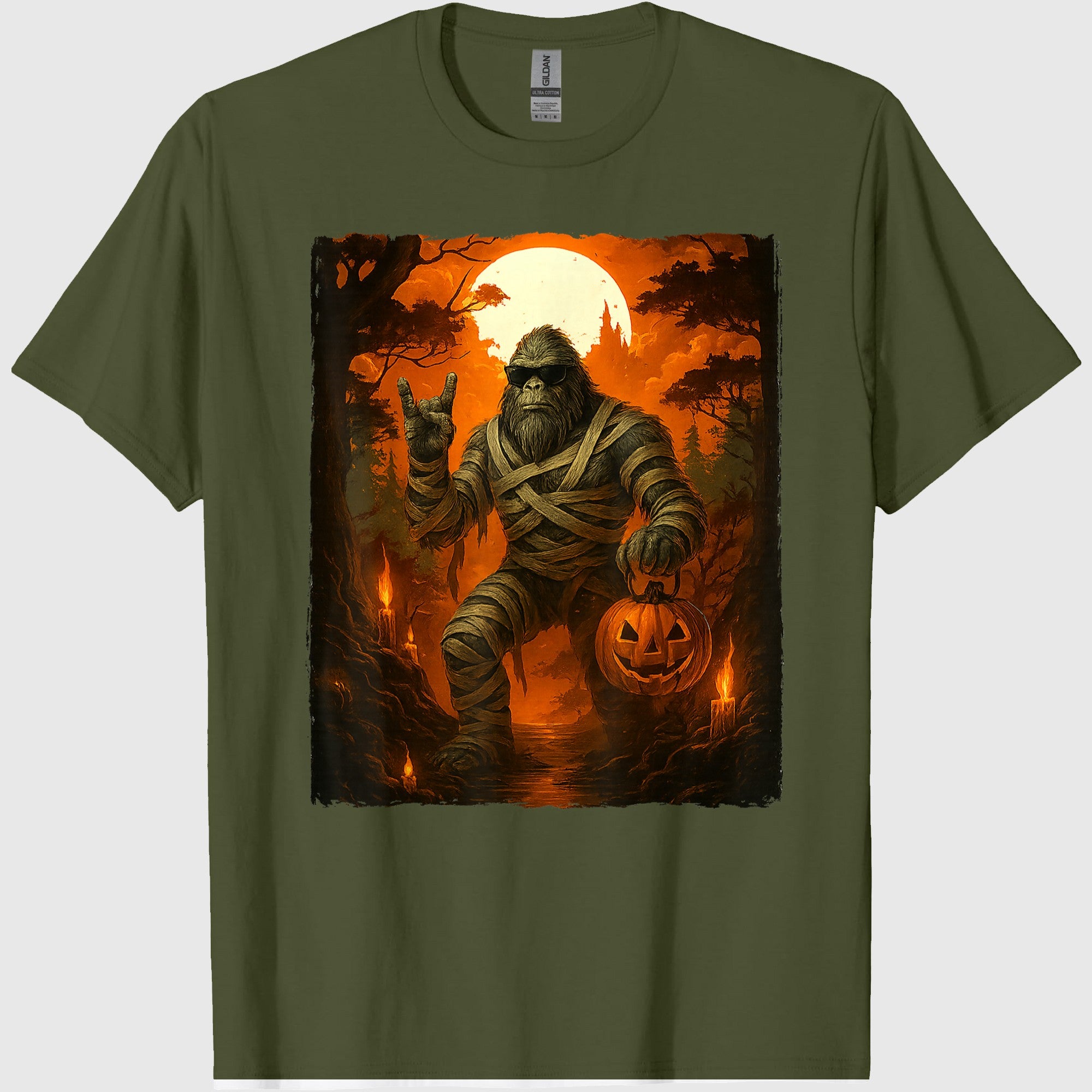 Funny Jack O Lantern Mummy Bigfoot Halloween Costumes Mens T-Shirt