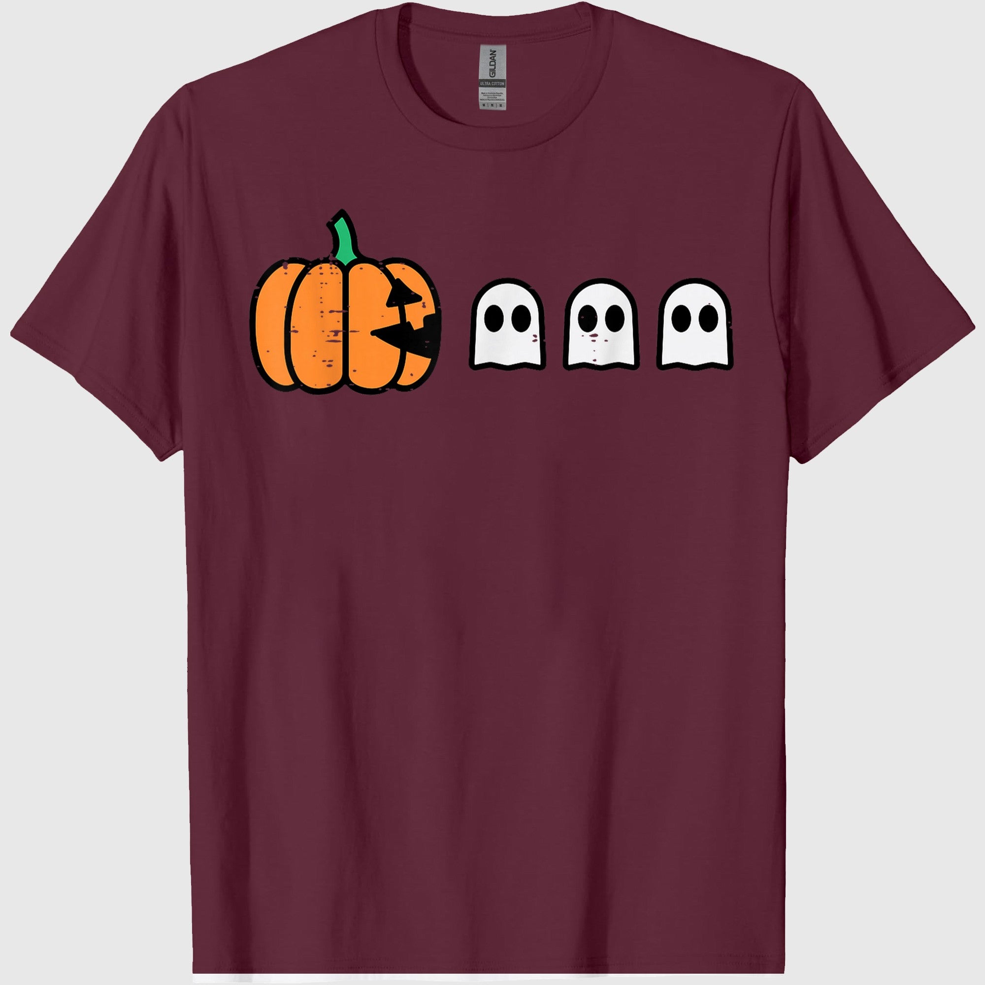 Halloween Gamer Pumpkin Eating Ghost Costume Men Boys Kids T-Shirt