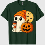 Halloween Ghost Coffee Pumpkin Spooky Season Women Kids Men T-Shirt