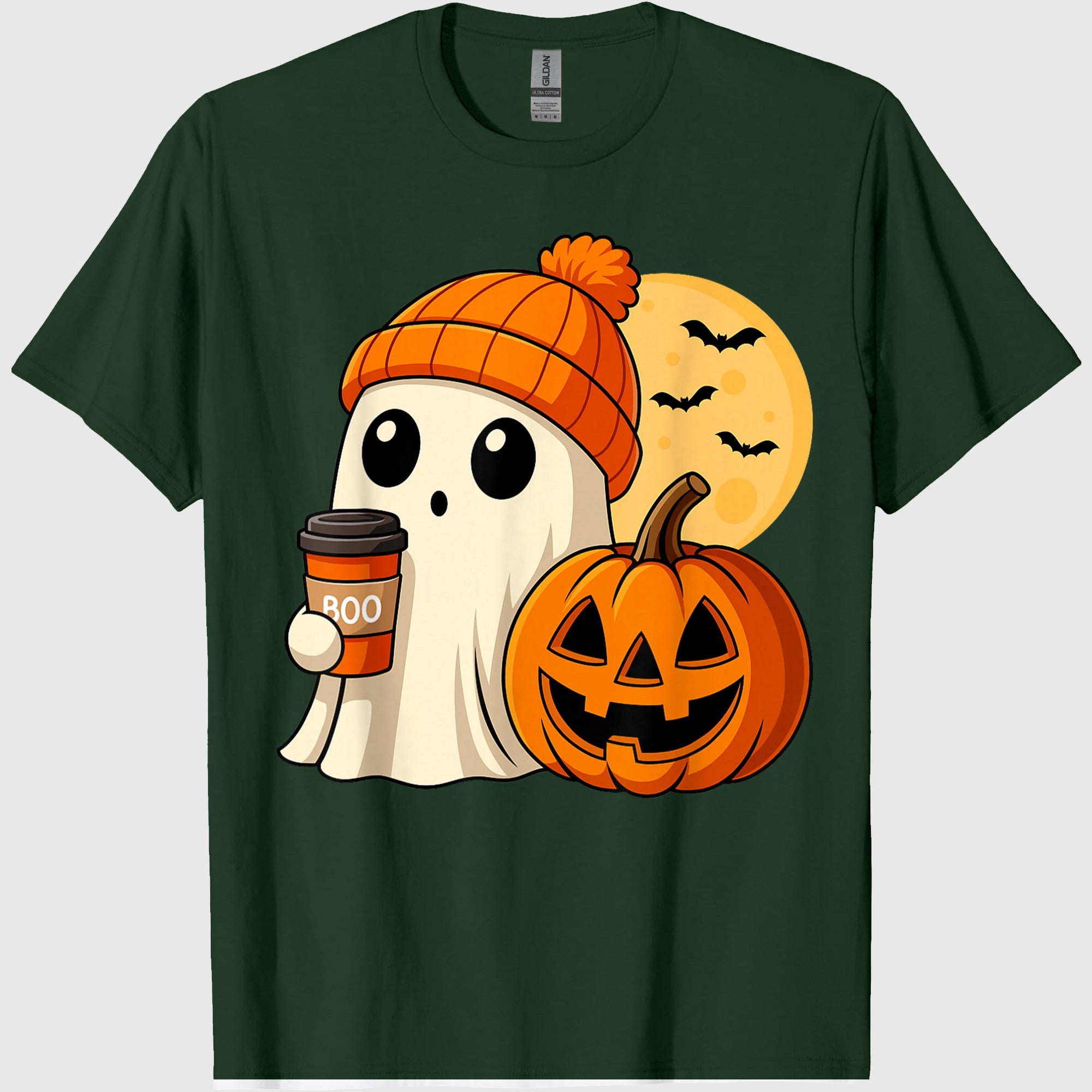 Halloween Ghost Coffee Pumpkin Spooky Season Women Kids Men T-Shirt