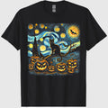 Halloween Van Gogh Starry Night Pumpkin Black Cat Costume T-Shirt