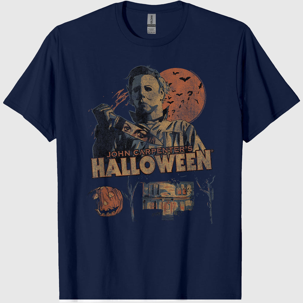Halloween Vintage Fall Inspired Collage Retro Horror Movie T-Shirt