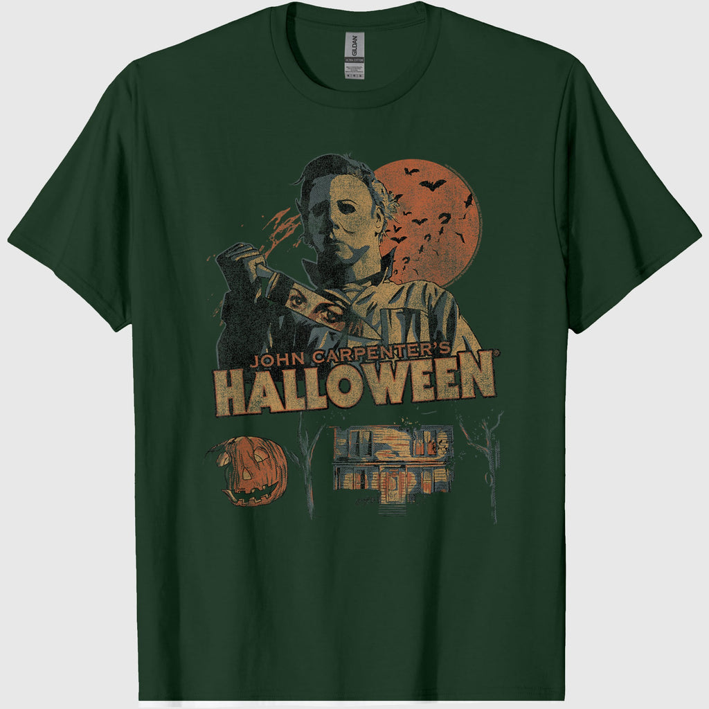 Halloween Vintage Fall Inspired Collage Retro Horror Movie T-Shirt
