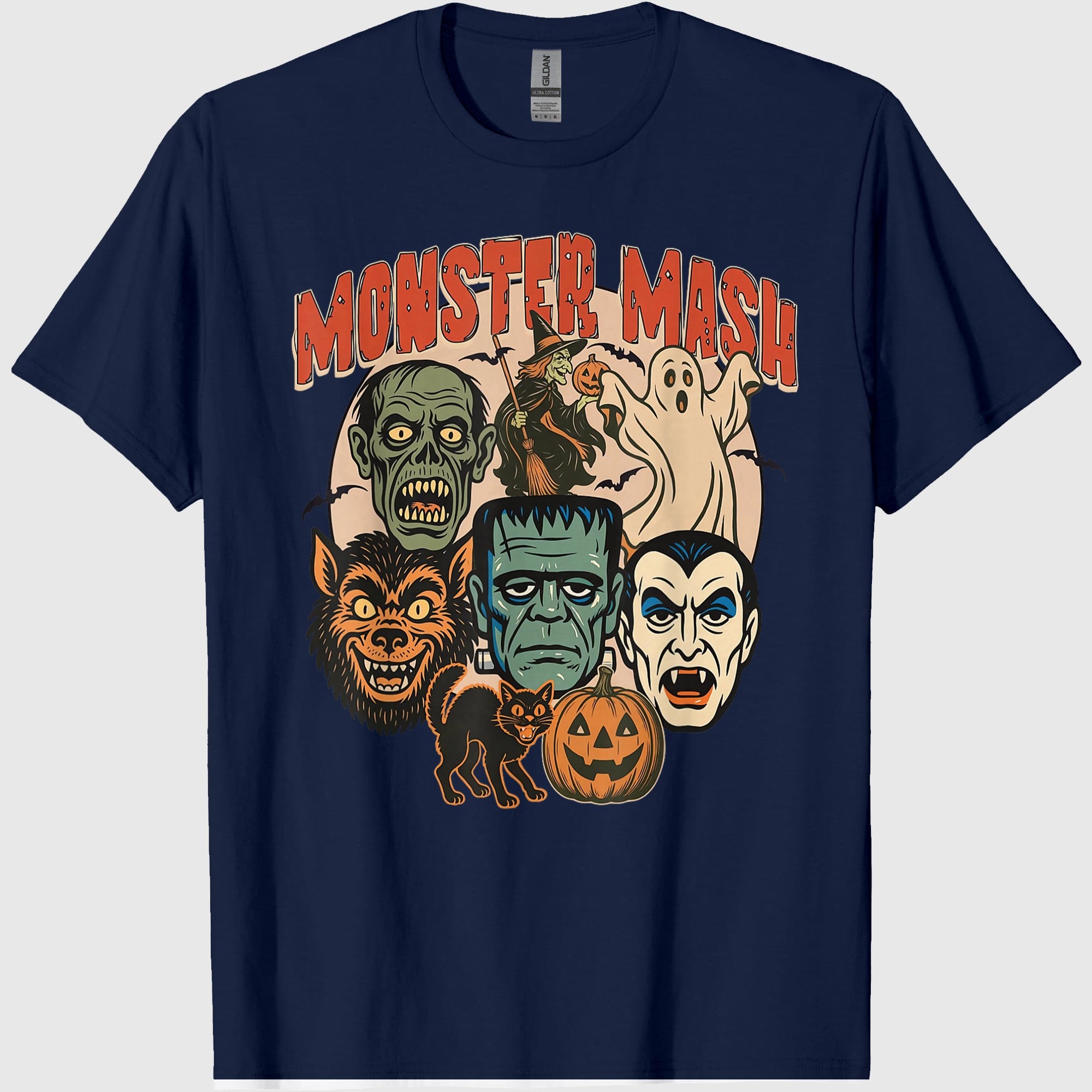 Retro Funny Monster Mash Ghost Witchy Vampire Halloween T-Shirt