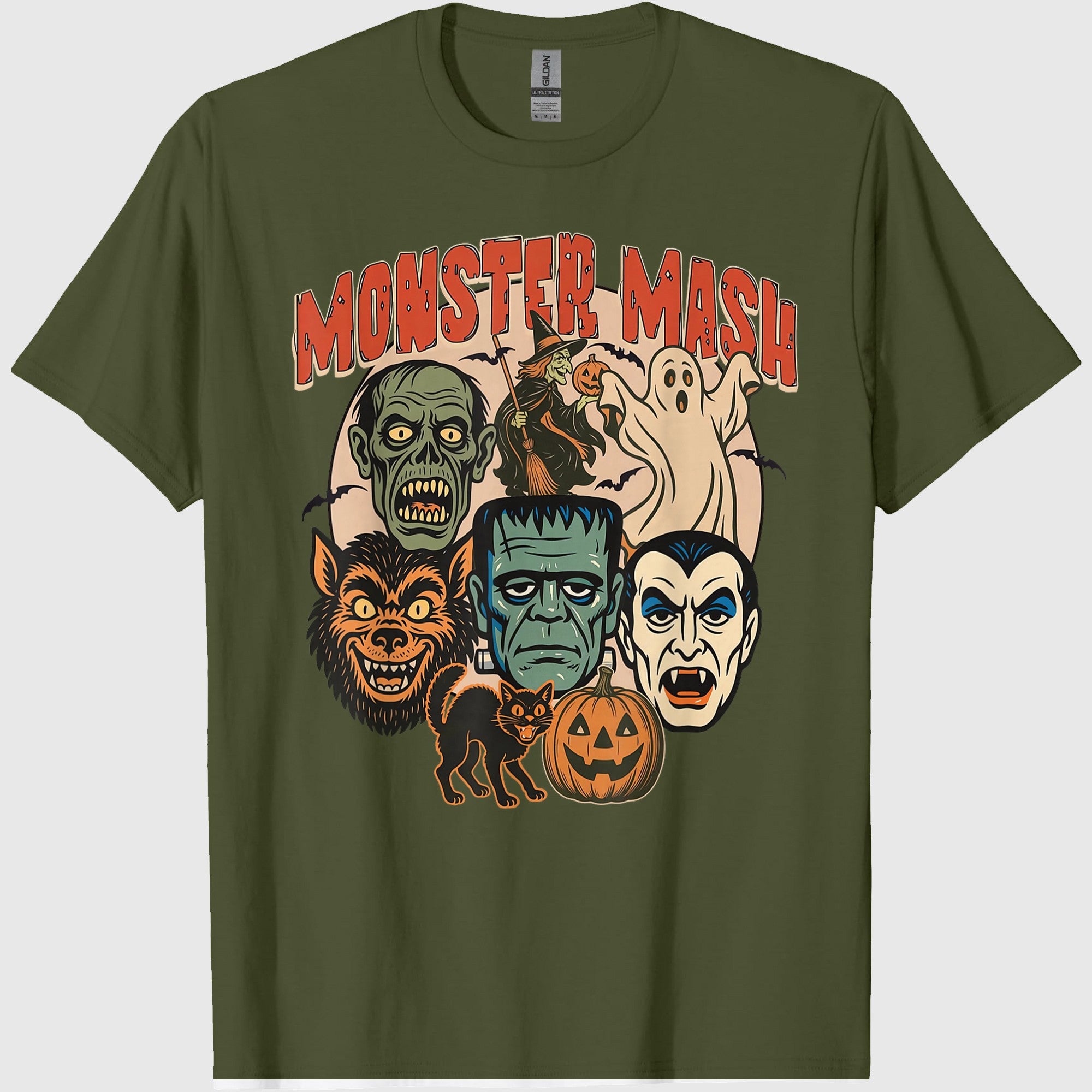 Retro Funny Monster Mash Ghost Witchy Vampire Halloween T-Shirt