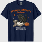 Retro Funny Spooky Biscuits Club Cat Lovers Pastry Halloween T-Shirt