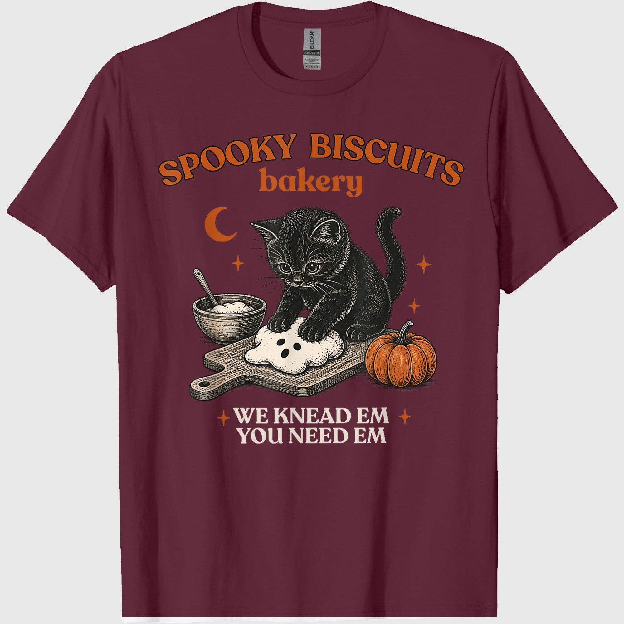 Retro Funny Spooky Biscuits Club Cat Lovers Pastry Halloween T-Shirt