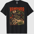 Vampurr Bites Again! Funny Cat Halloween Vintage Graphic T-Shirt