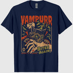 Vampurr Bites Again! Funny Cat Halloween Vintage Graphic T-Shirt